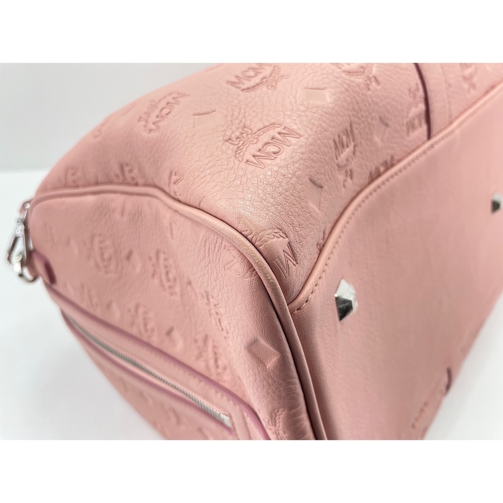 MCM Weekend Bag Boston Leather Pink - Picture 5 of 12
